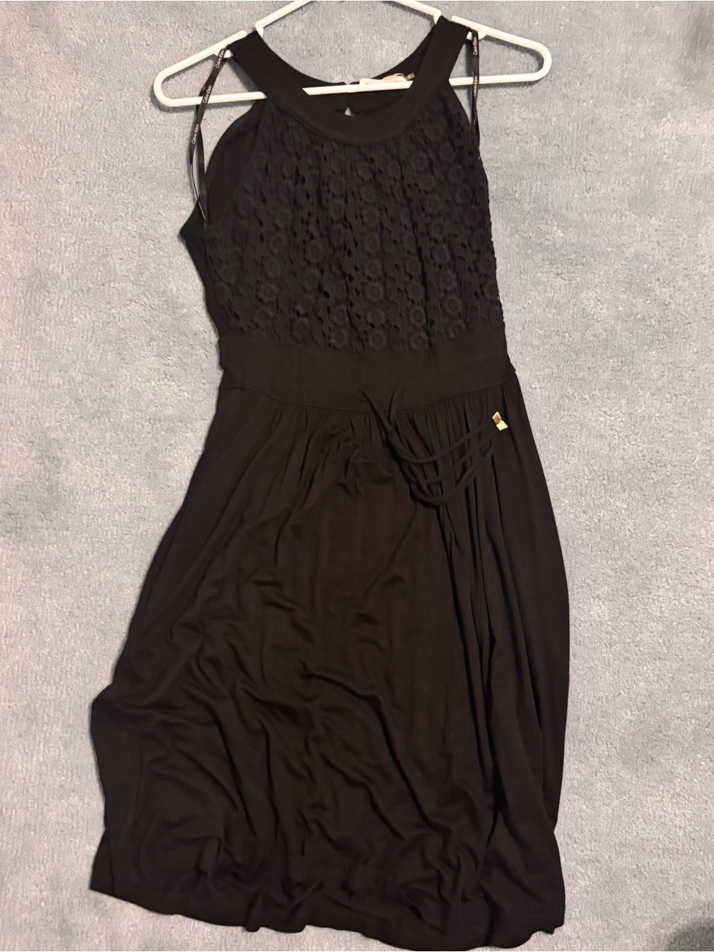 Calvin Klein Black Lace Bodice Midi Dress